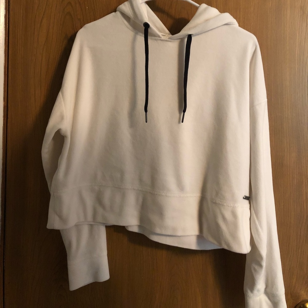 CALVIN KLIEN performance white cropped hoodie